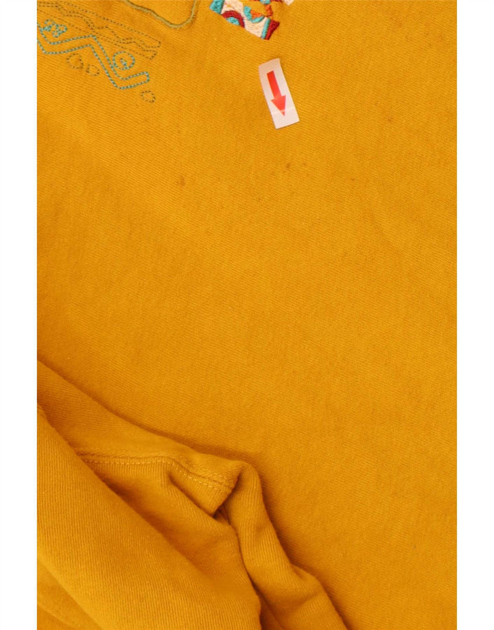 Stefanel feminino gráfico oversized moletom jumper Reino Unido 14 médio amarelo