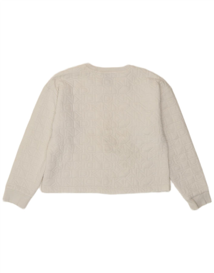 Suéter feminino Dkny Crop Graphic UK 14 médio branco poliéster