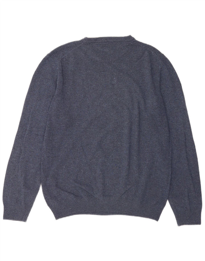 Suéter masculino Gant com gola redonda, lã grande manchada de azul
