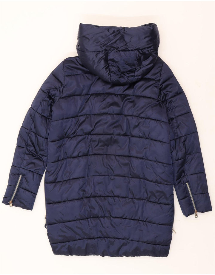 Guess Casaco feminino grande com capuz e acolchoado Reino Unido 10 pequeno azul marinho poliamida