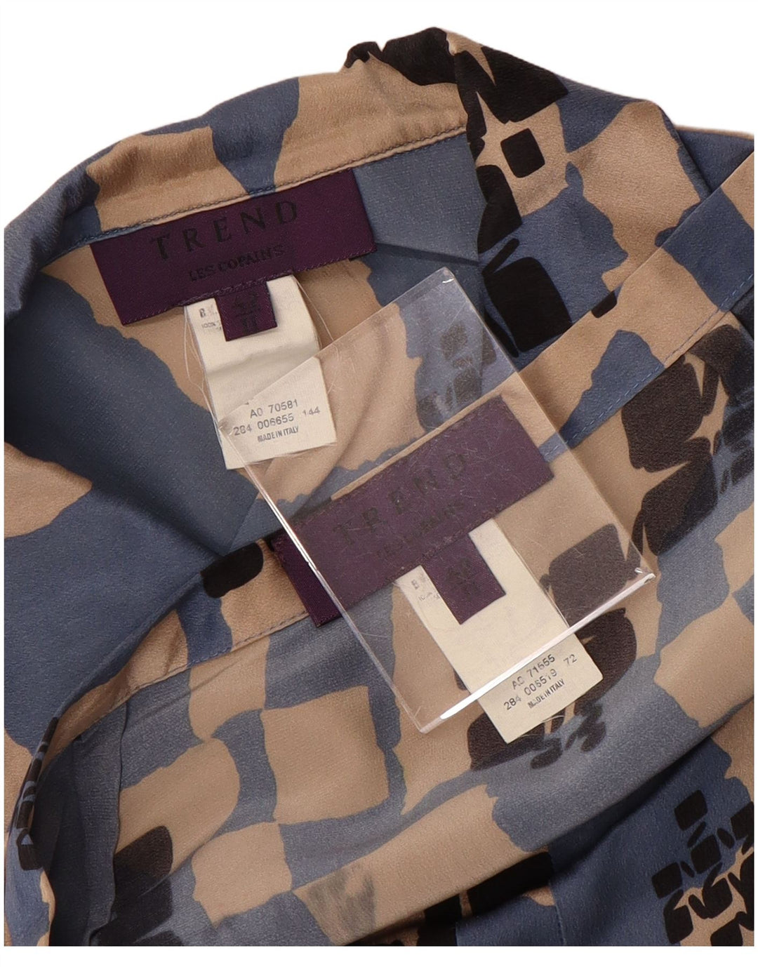 LES COPAINS Conjunto de saia feminina de 2 peças IT 42 Médio W28 Seda geométrica azul