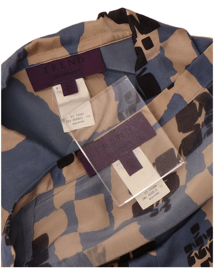 LES COPAINS Conjunto de saia feminina de 2 peças IT 42 Médio W28 Seda geométrica azul