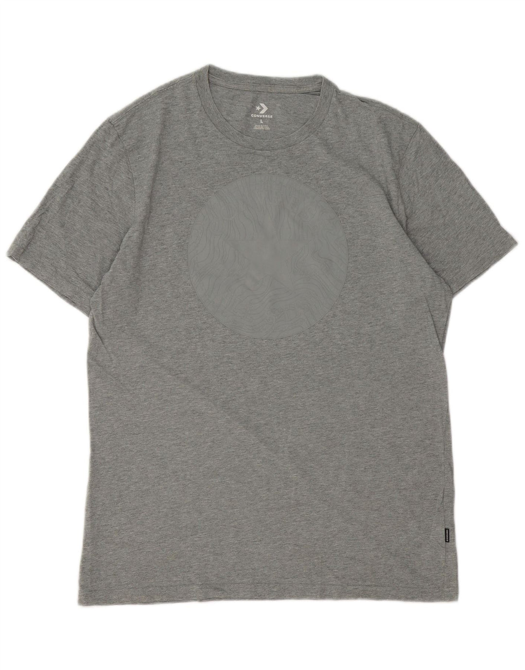 Converse Mens Graphic T-Shirt Top Grande Algodão Cinza