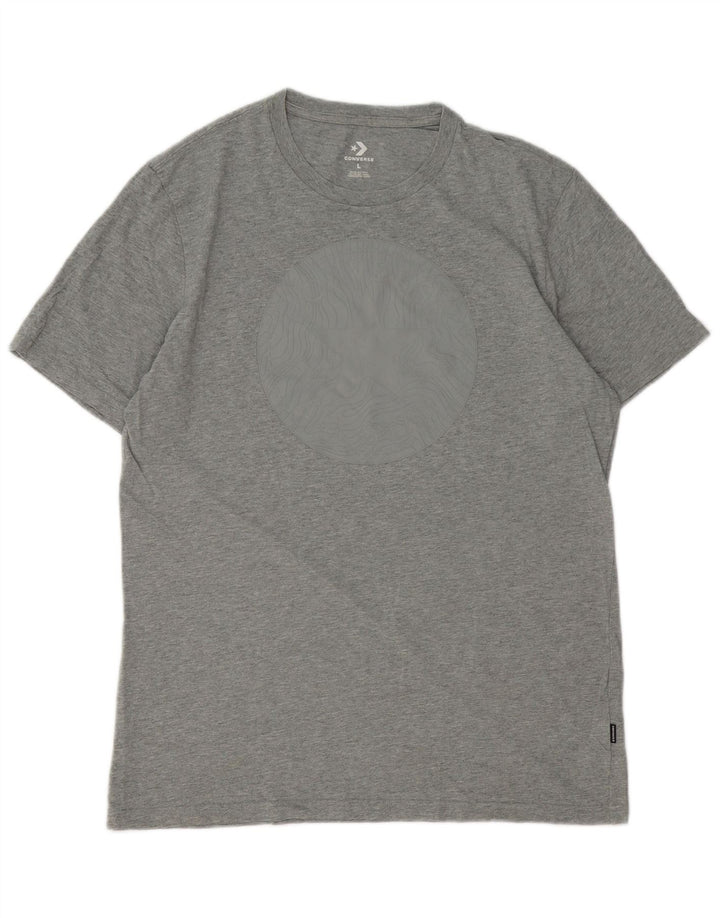 Converse Mens Graphic T-Shirt Top Grande Algodão Cinza