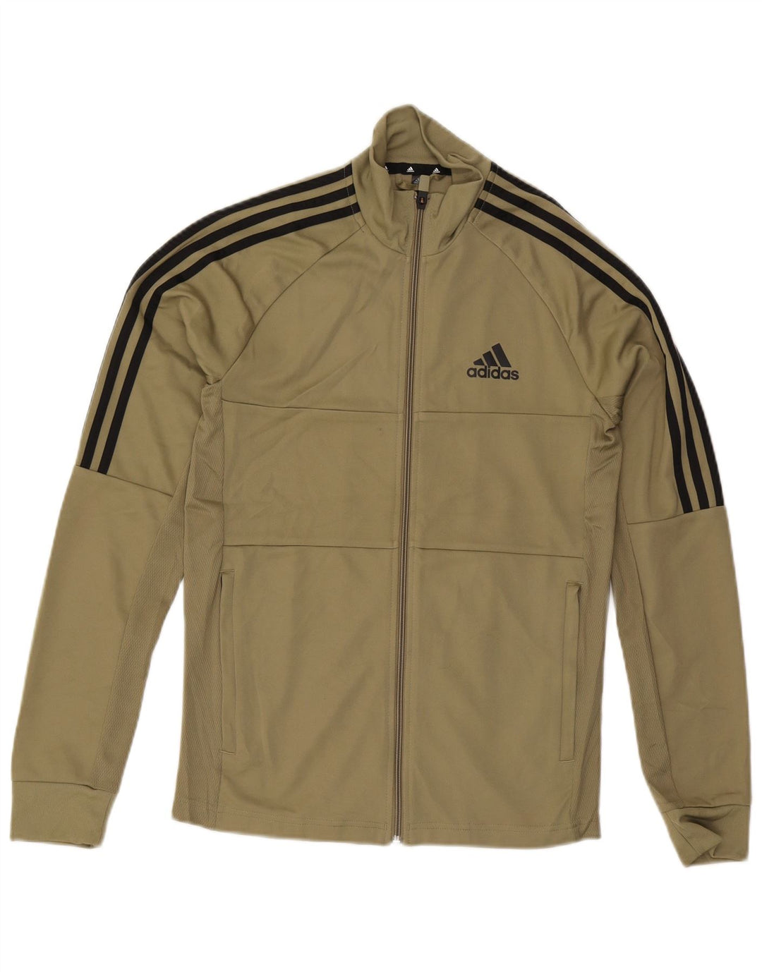 ADIDAS Mens Aeroready Tracksuit Top Jaqueta Pequena Cáqui Poliéster