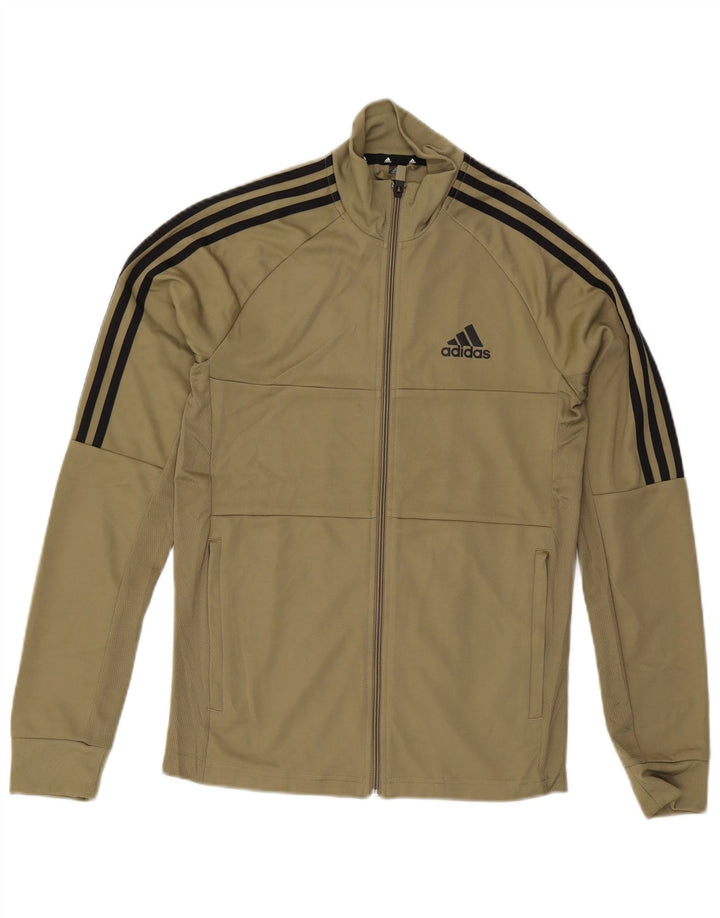 ADIDAS Mens Aeroready Tracksuit Top Jaqueta Pequena Cáqui Poliéster