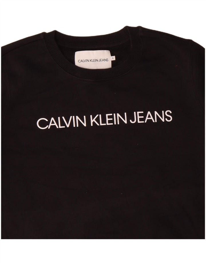 CALVIN KLEIN JEANS Suéter feminino oversized com capuz UK 10 pequeno preto