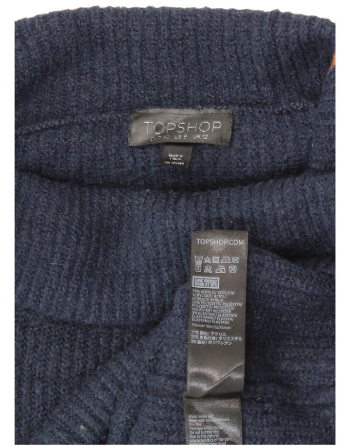 Topshop suéter feminino oversized com gola redonda Reino Unido 12 médio azul marinho