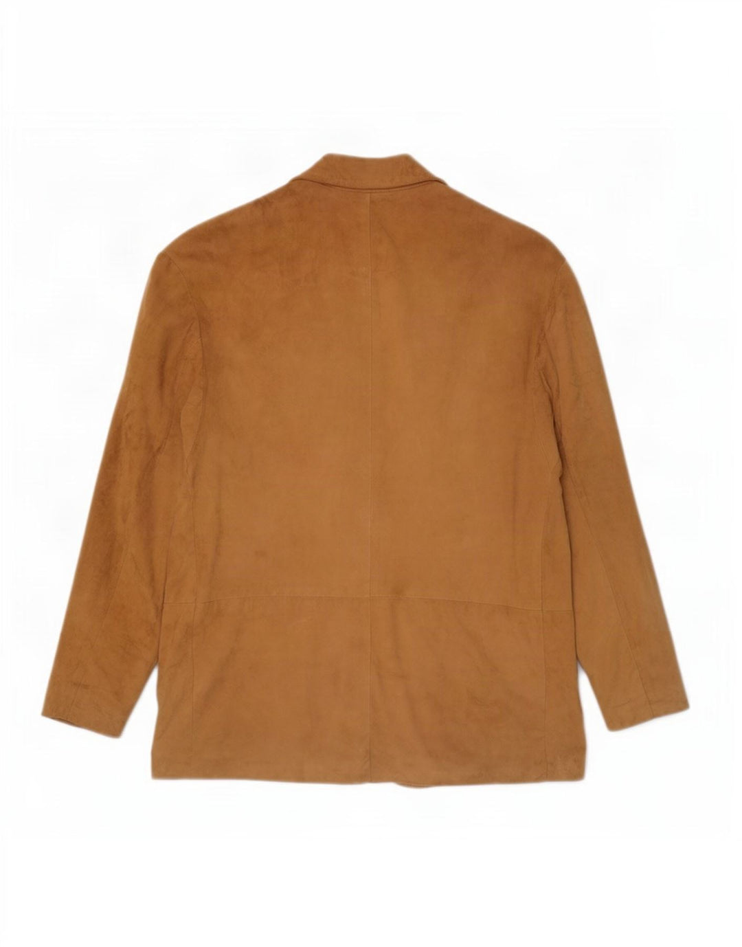 Jaqueta blazer feminina vintage de camurça com 3 botões Reino Unido 14 couro bege médio
