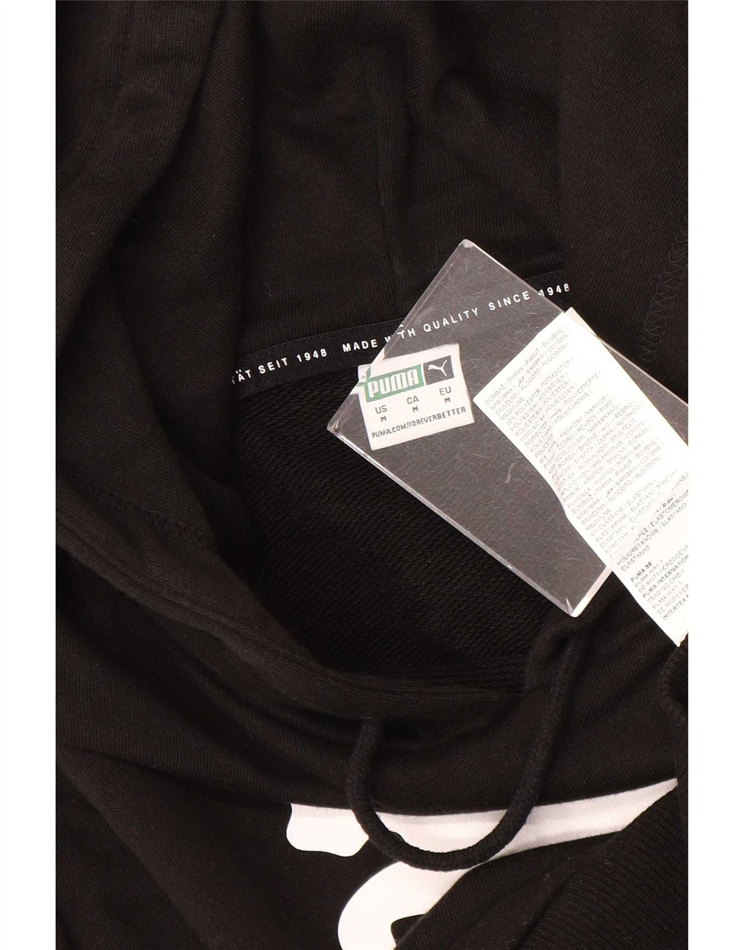 Puma masculino gráfico moletom com capuz médio algodão preto