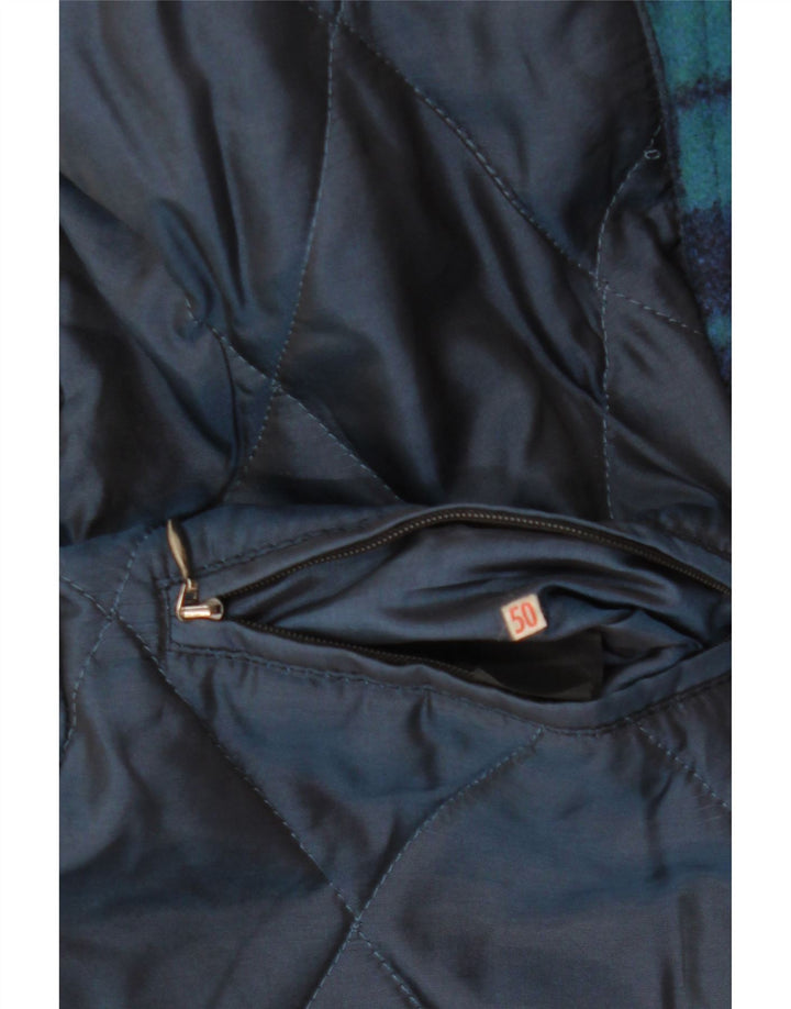 Sobretudo masculino vintage IT 50 grande lã xadrez verde
