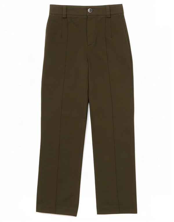 Zara Calça feminina casual cônica XS W24 L32 Poliéster cáqui