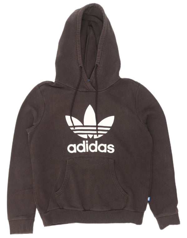 Jumper com capuz gráfico feminino Adidas UK 14 grande algodão preto