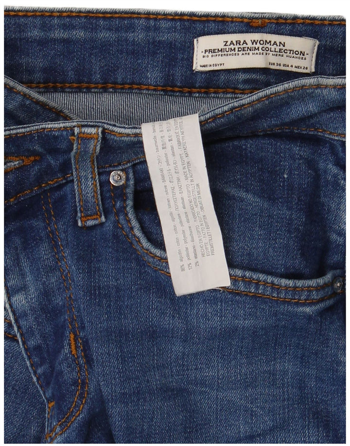 Zara Jeans feminino queimado EU 36 XS W26 L35 azul algodão