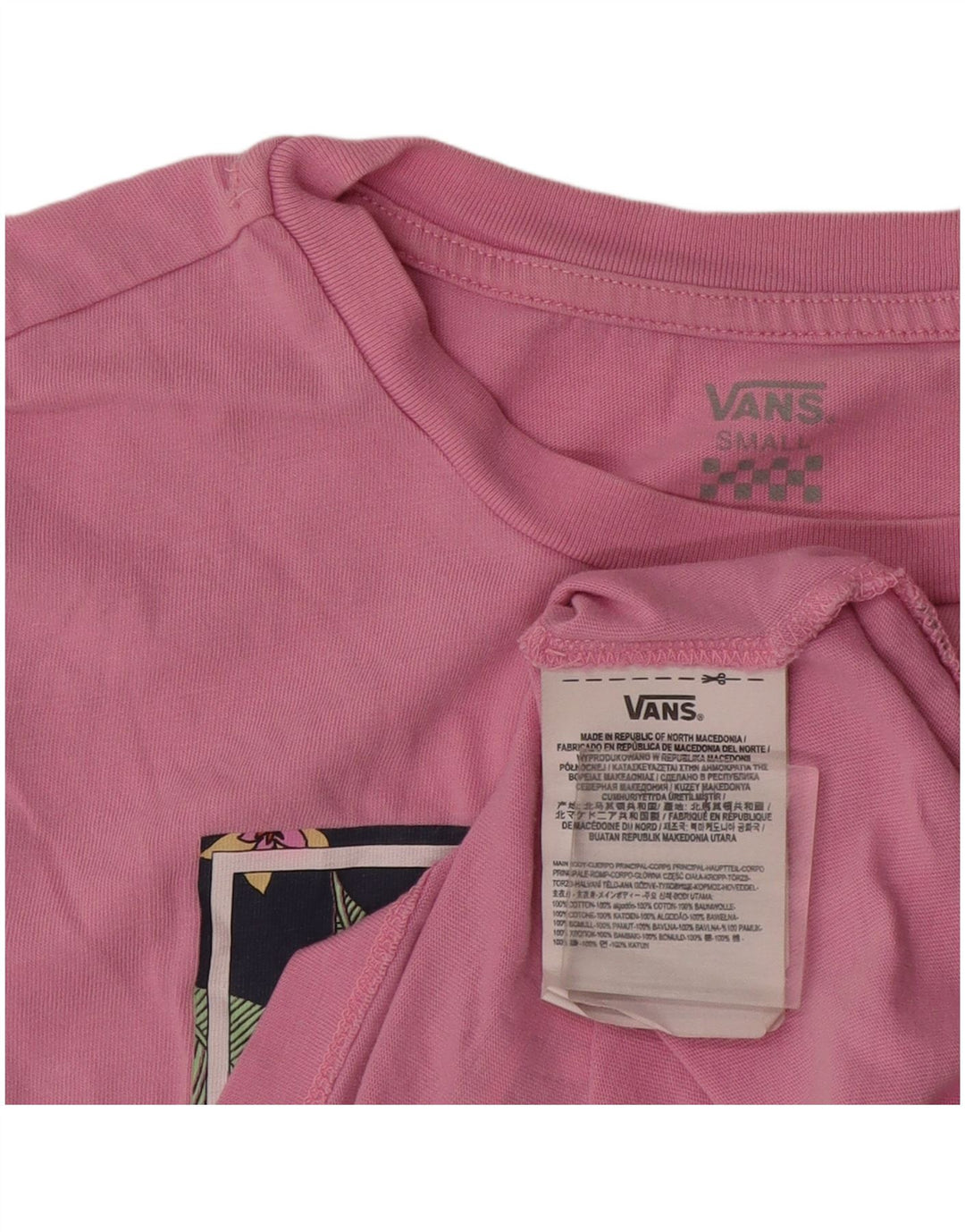 Camiseta Vans Feminina Graphic UK 10 Pequena Rosa