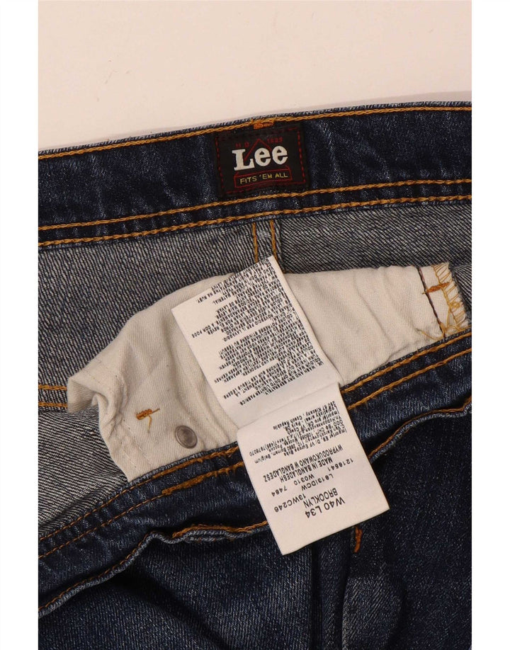 Lee Mens Brooklyn Straight Jeans W40 L27 Azul Algodão