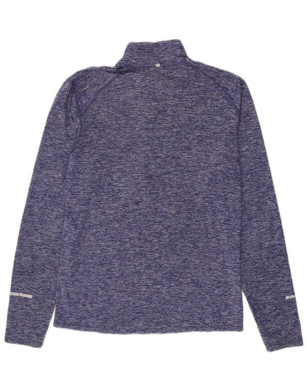 Nike Mens Dri Fit Zip Neck Pullover Treino Top Pequeno Roxo Salpicado