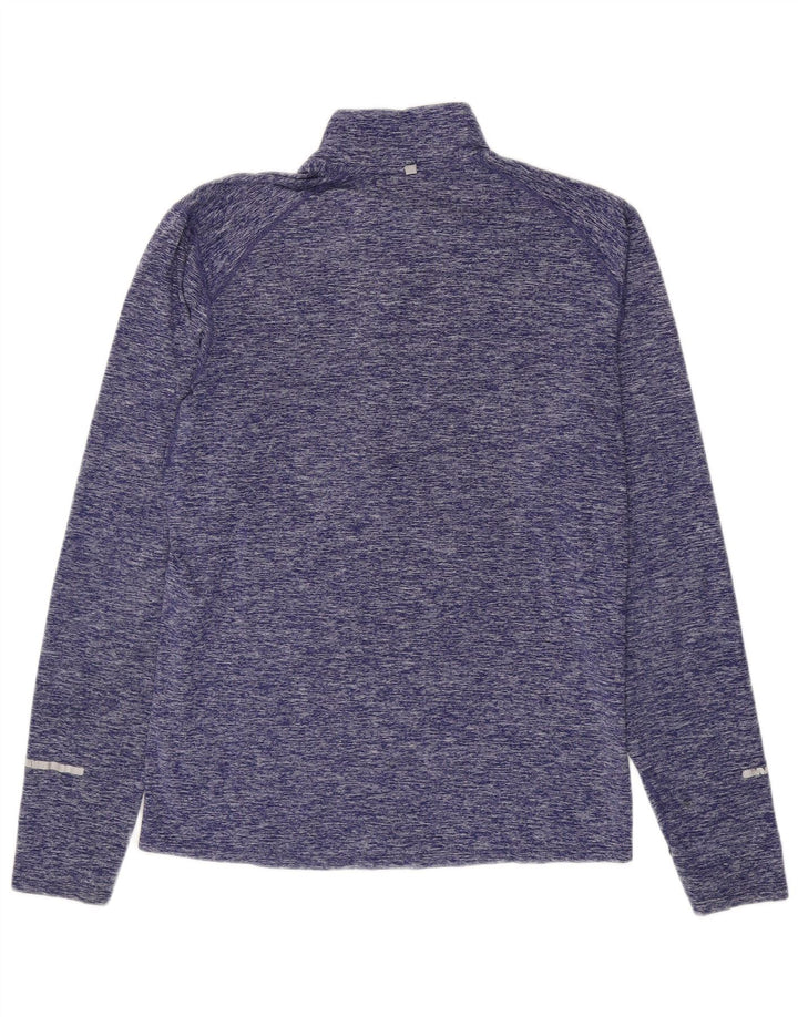 Nike Mens Dri Fit Zip Neck Pullover Treino Top Pequeno Roxo Salpicado