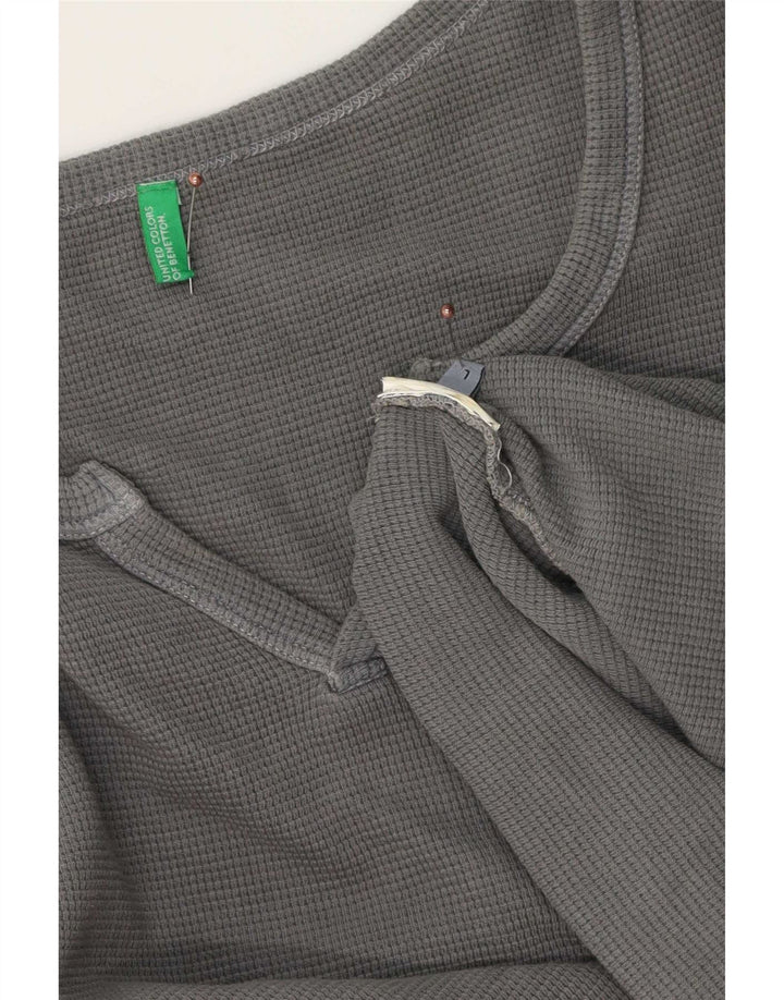 Top masculino Benetton manga comprida grande algodão cinza