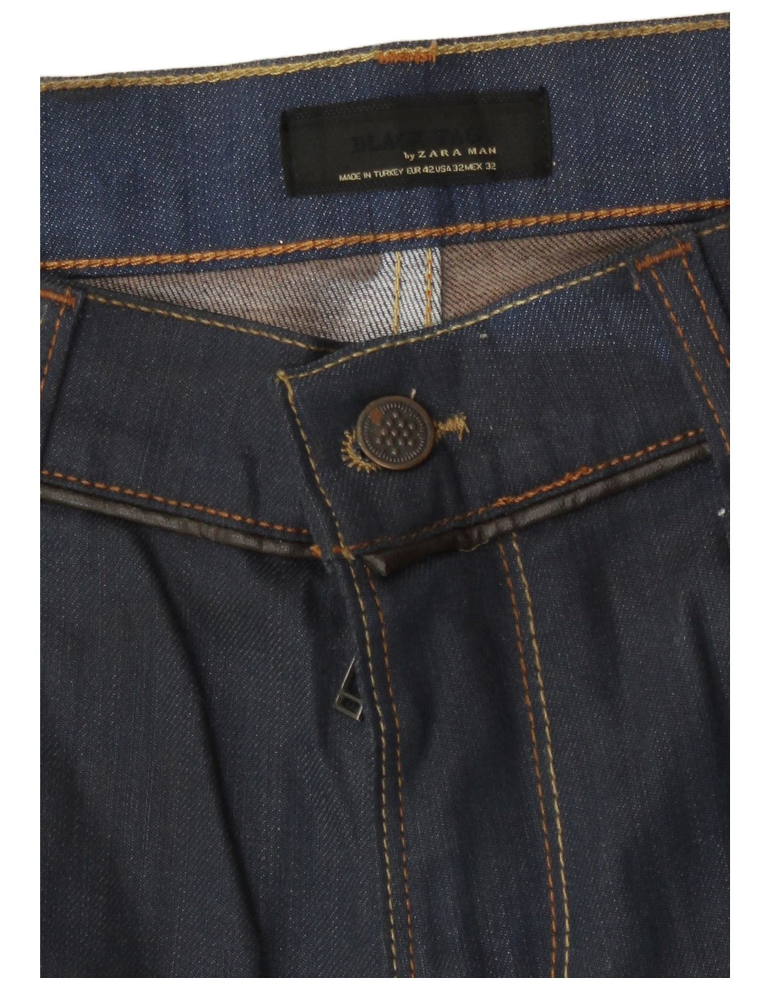 Zara Mens Straight Jeans EU 42 Grande W32 L32 Azul Marinho Algodão