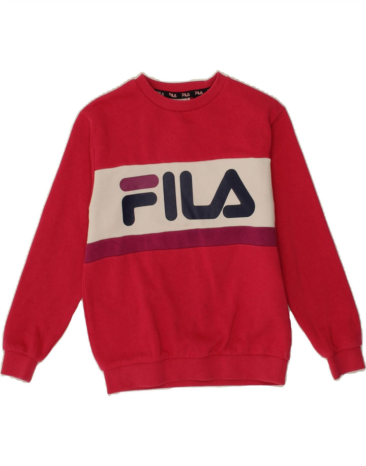 FILA Girls Graphic Sweatshirt Jumper 9-10 Years Pink Cotton Vintage Fila and Second-Hand Fila from Messina Hembry 