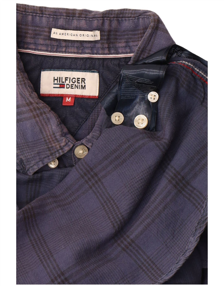 Camisa masculina Tommy Hilfiger média xadrez azul marinho algodão