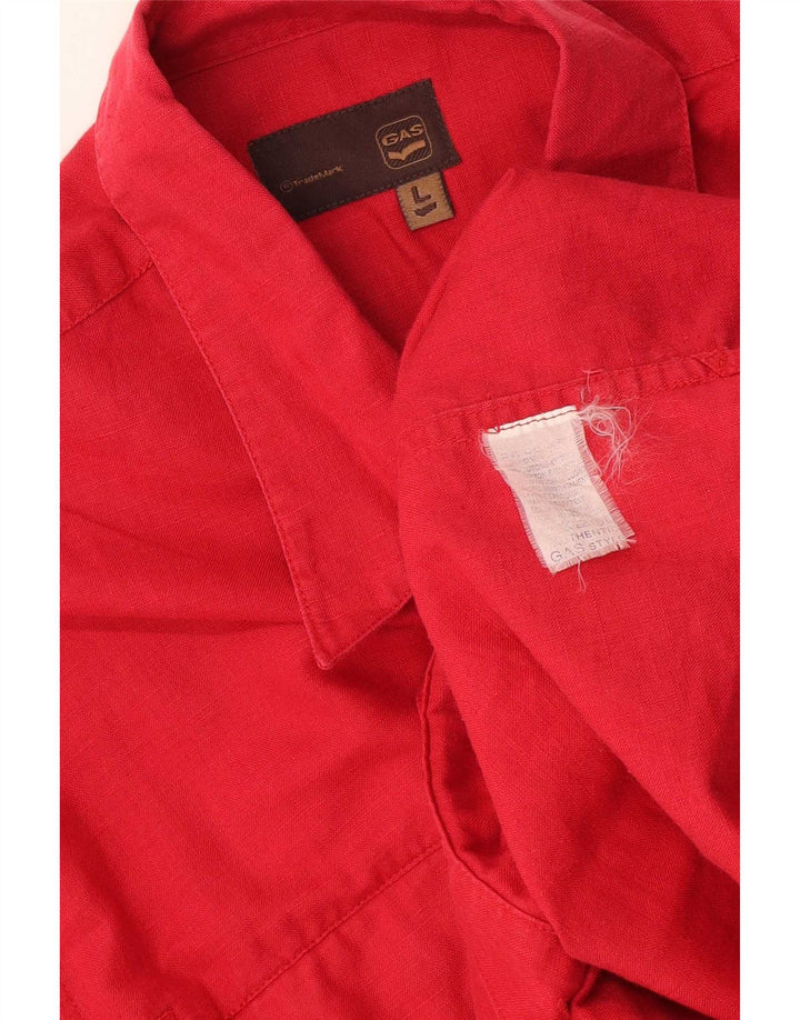 Camisa masculina de manga curta Gas grande algodão vermelho