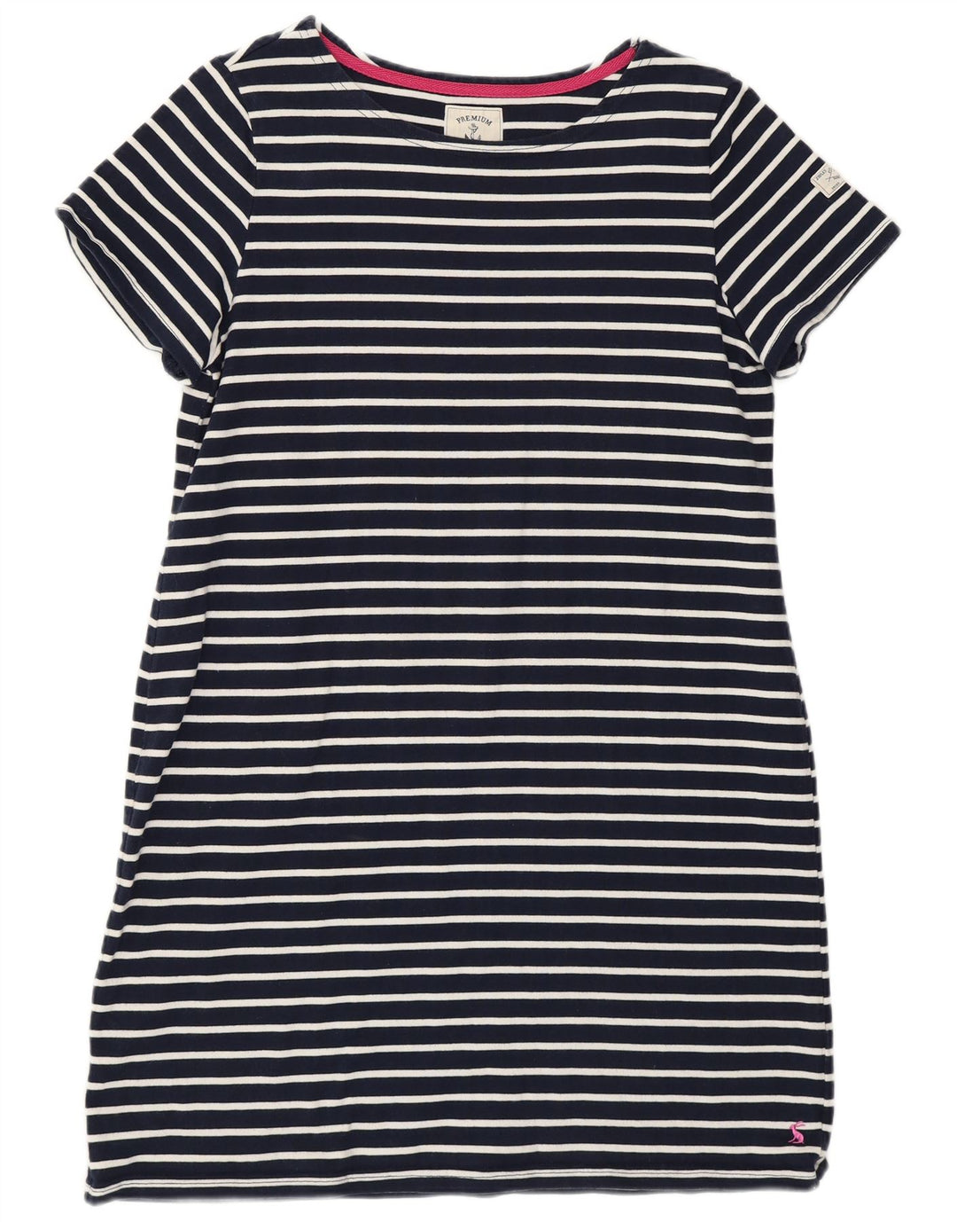 JOULES Vestido camiseta feminino UK 16 grande azul marinho listrado algodão náutico