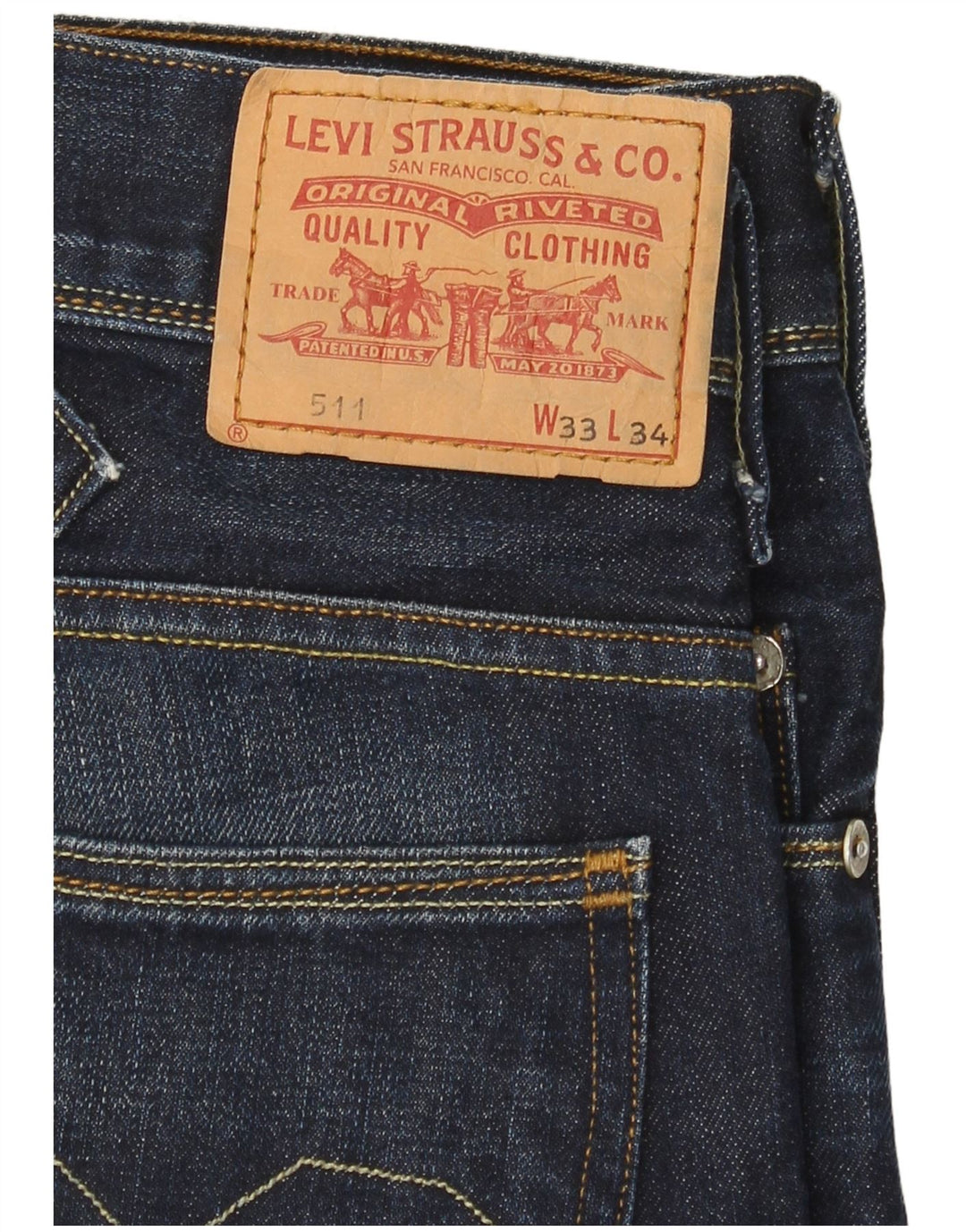 Calça jeans feminina Levi's 511 Slim W33 L34 azul marinho algodão