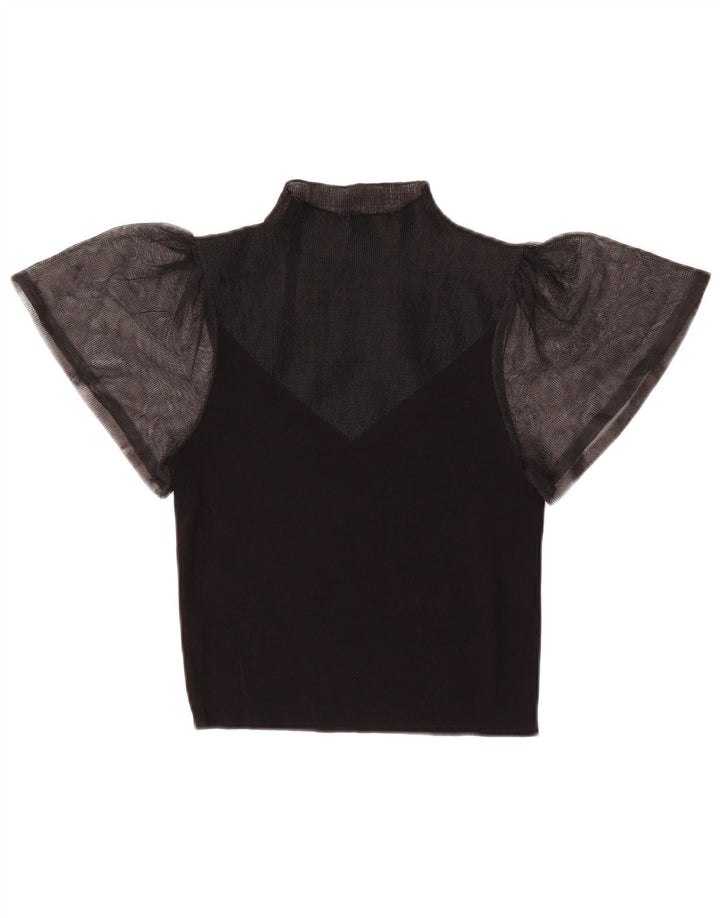 Blusa feminina transparente Zara UK 8 pequena preta