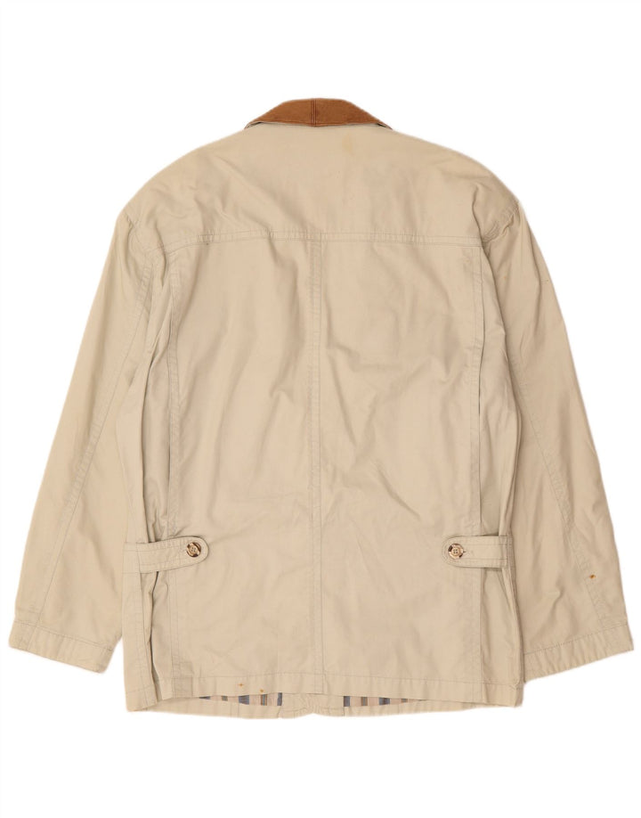 Jaqueta utilitária masculina vintage UK 40 algodão bege grande