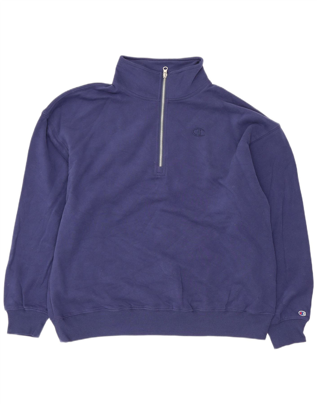Suéter feminino Champion com gola alta e zíper UK 14 médio azul marinho