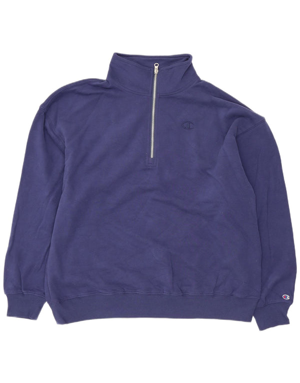 Suéter feminino Champion com gola alta e zíper UK 14 médio azul marinho