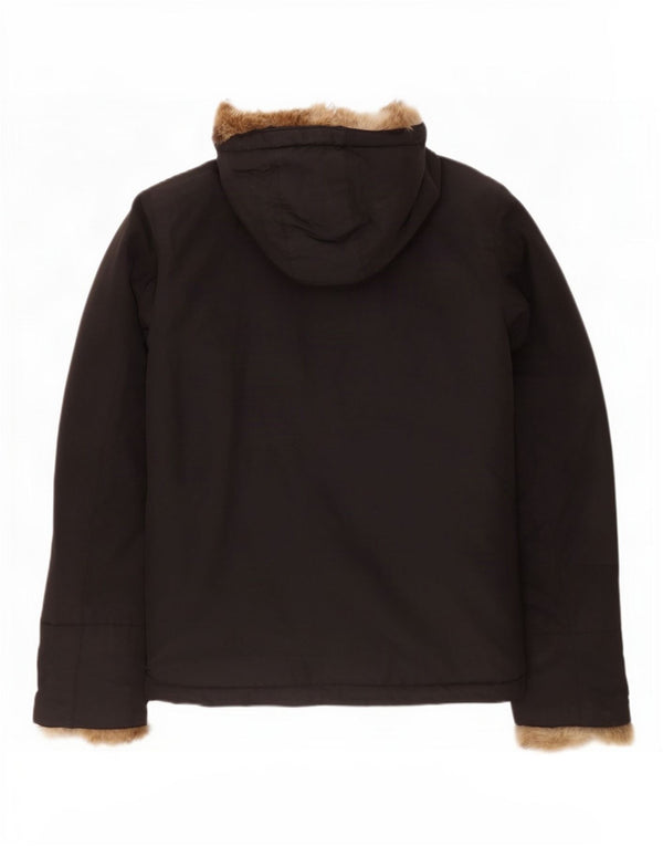 Jaqueta feminina acolchoada com capuz Woolrich Reino Unido 14 algodão preto médio