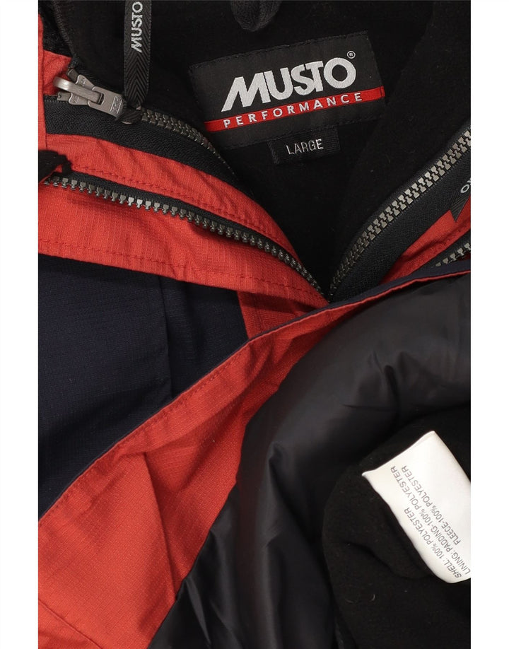 Jaqueta corta-vento masculina Musto com capuz Reino Unido 40 poliéster azul marinho grande