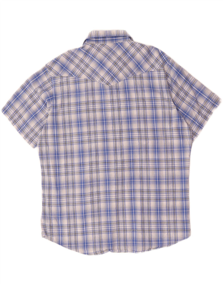Camisa masculina Wrangler Western de manga curta XL azul xadrez