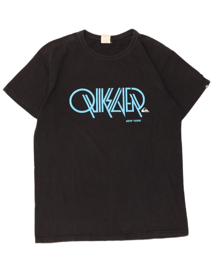 Camiseta gráfica masculina Quiksilver Top médio algodão preto