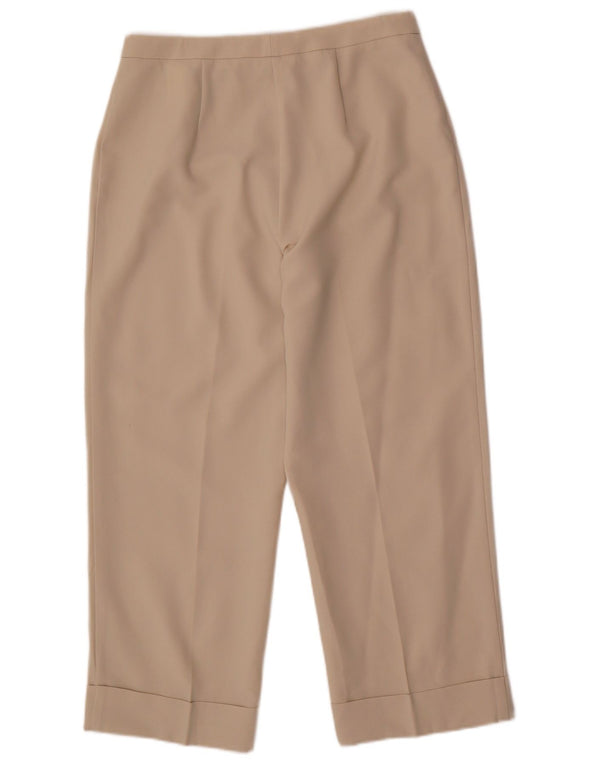 Calça feminina cortada reta Marks & Spencer Reino Unido 12 médio W30 L24 bege