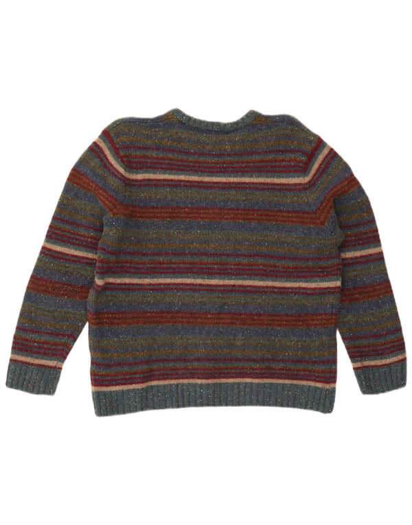 Suéter feminino Paco com gola redonda, uk 16, lã listrada grande multicolorida