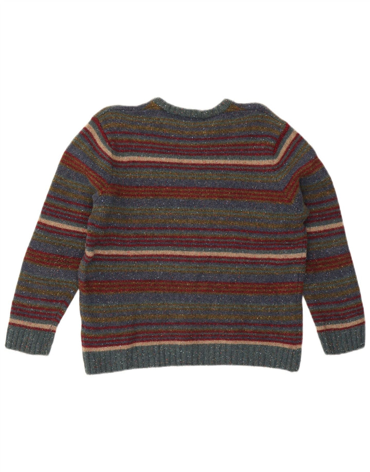 Suéter feminino Paco com gola redonda, uk 16, lã listrada grande multicolorida