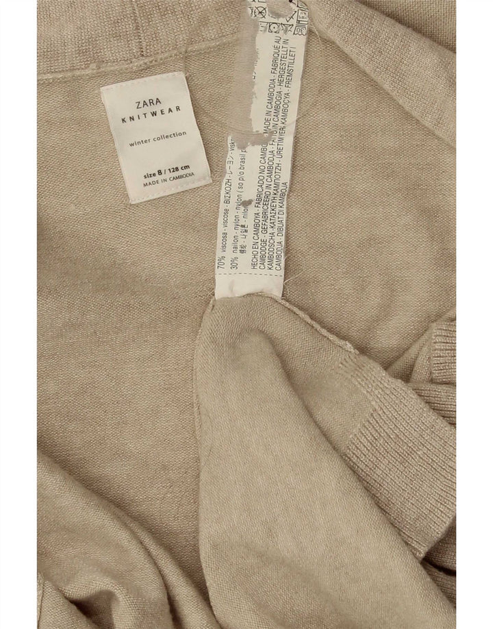 Suéter cardigã aberto feminino Zara UK 8 pequeno bege viscose