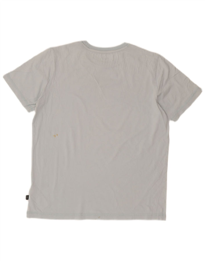 Puma Mens Graphic T-Shirt Top Médio Algodão Azul