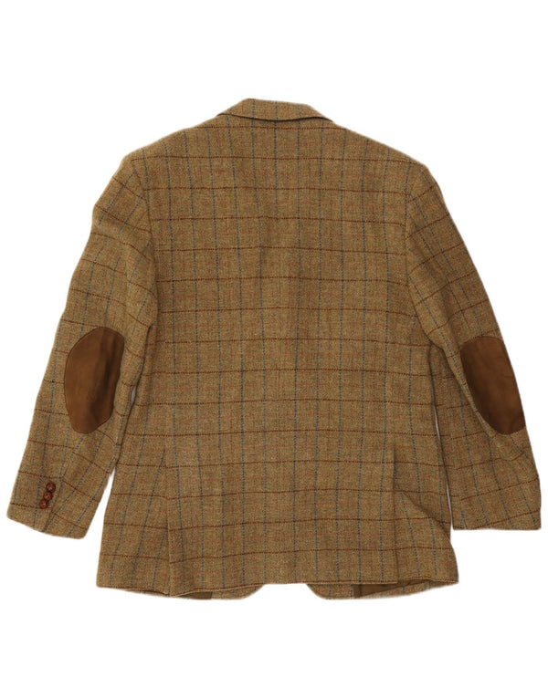 Jaqueta blazer masculina VINTAGE com 3 botões IT 52 XL cáqui xadrez lã