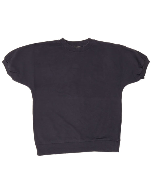 Cos Womens Oversized Blouse Top UK 10 Small Navy Blue Cotton