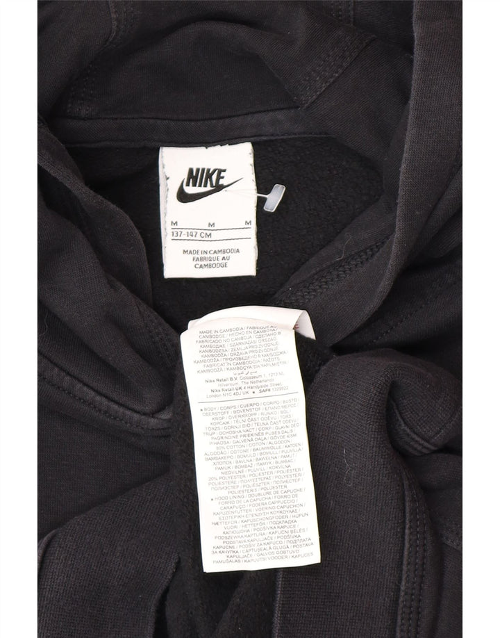 Jumper com capuz gráfico Nike Boys 10-11 anos médio preto algodão