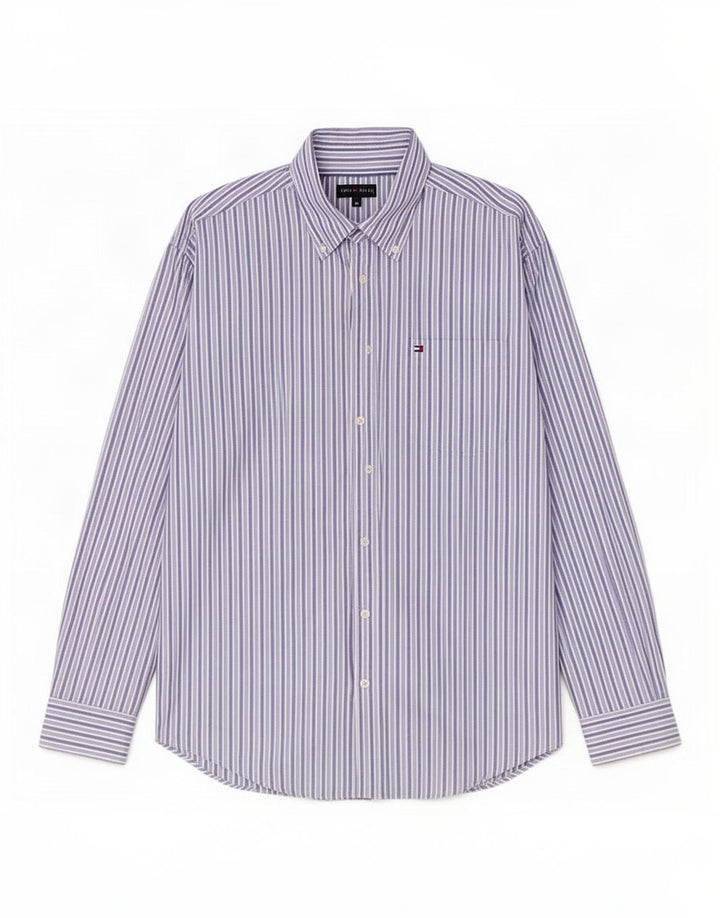 Camisa masculina Tommy Hilfiger listrada azul média