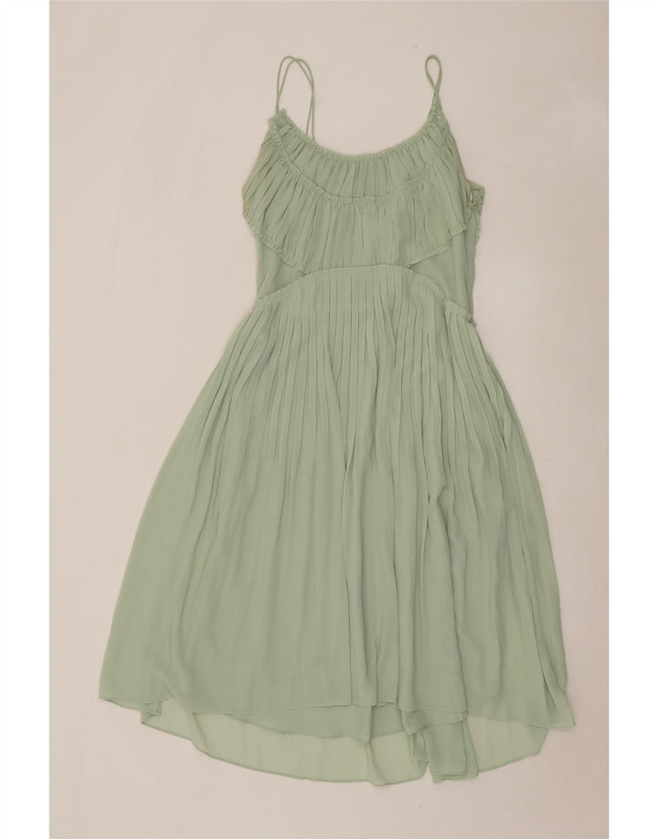 Vestido deslizante feminino Reiss UK 10 poliéster verde pequeno