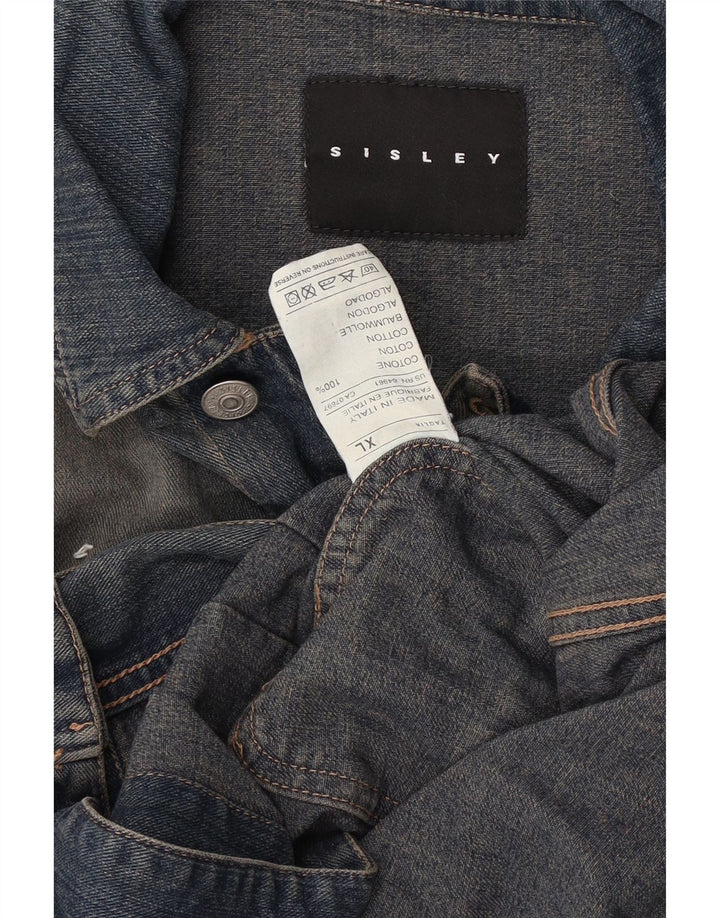 Jaqueta jeans masculina Sisley UK 42 XL azul algodão