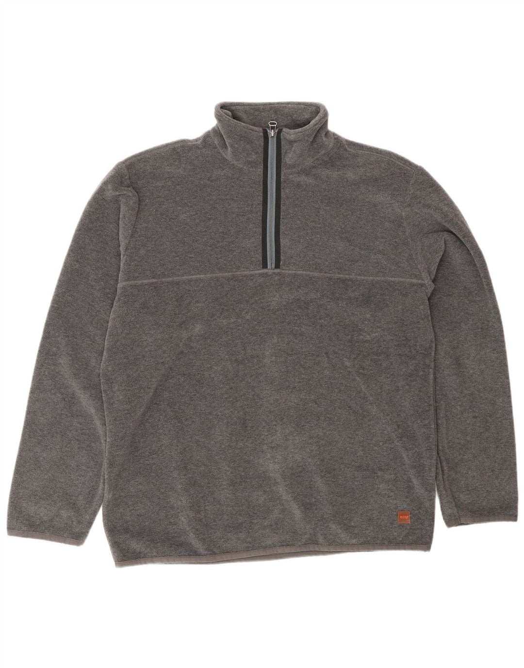 Hugo Boss Suéter masculino de lã com zíper e gola grande poliéster cinza