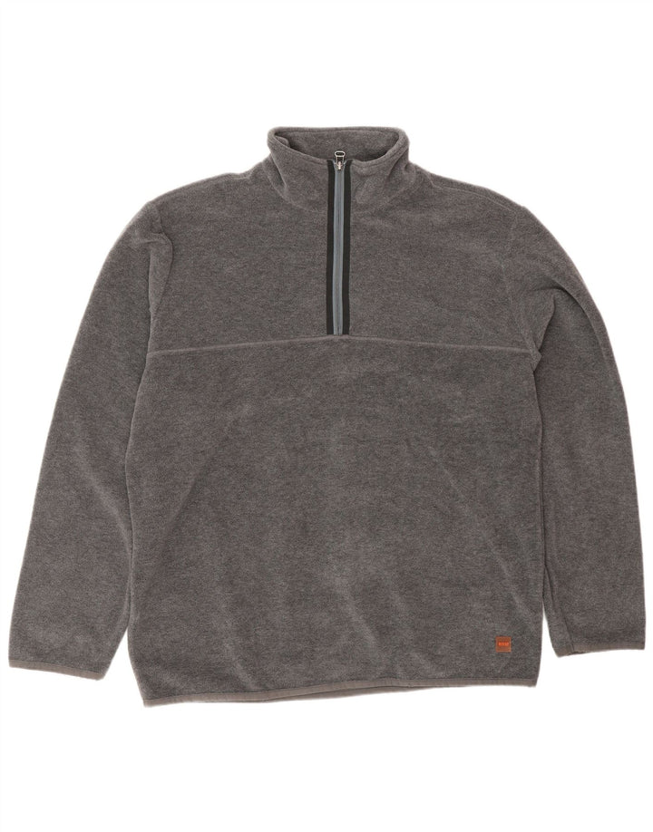 Hugo Boss Suéter masculino de lã com zíper e gola grande poliéster cinza